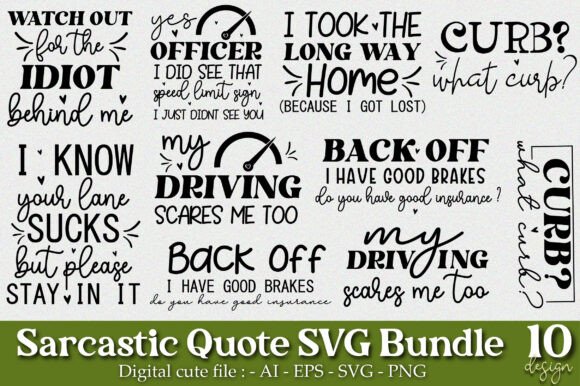 Sarcastic Quote SVG Bundle for Graphics and Crafts